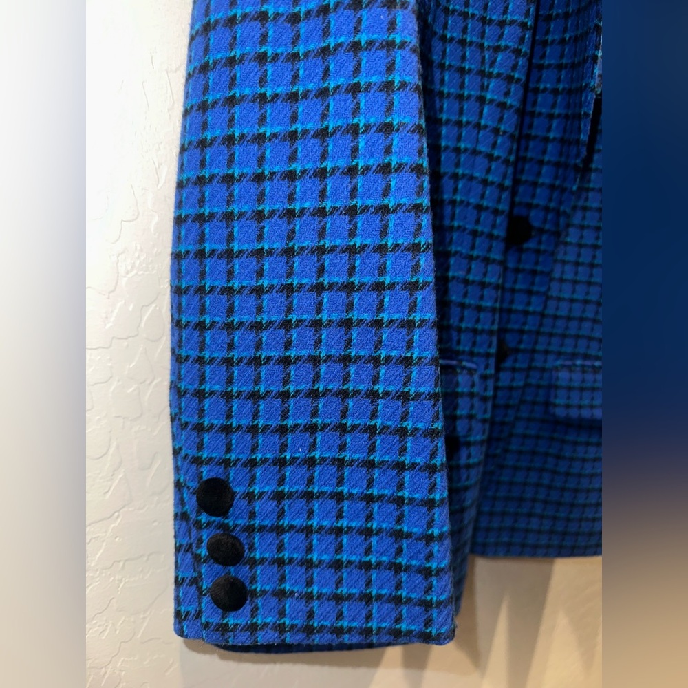 Pendleton Blue Checked Blazer With Black Velvet C… - image 2